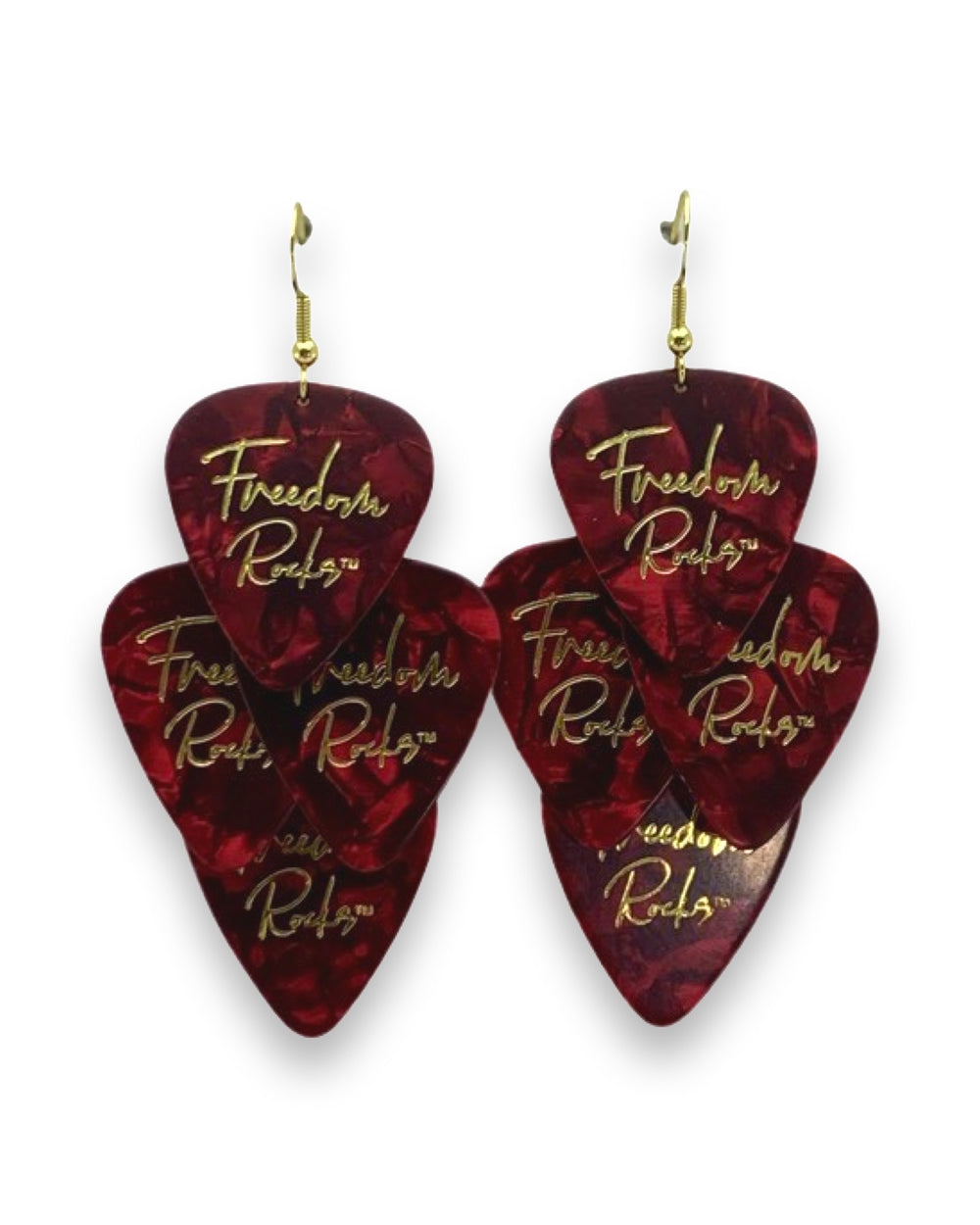 Freedom Rocks Red Minor Guitar Pick Earrings