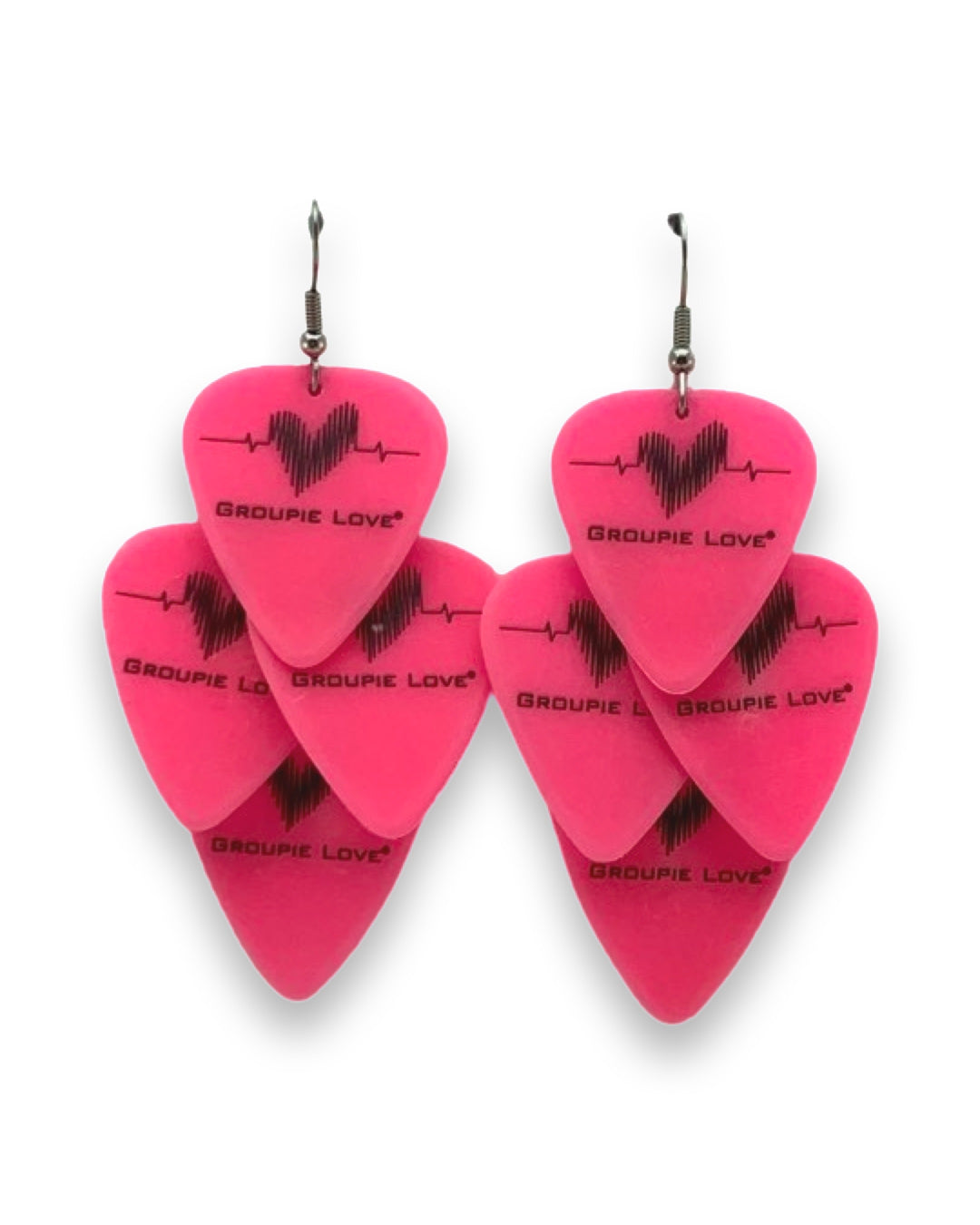 Groupie Love Pink Minor Guitar Pick Earrings