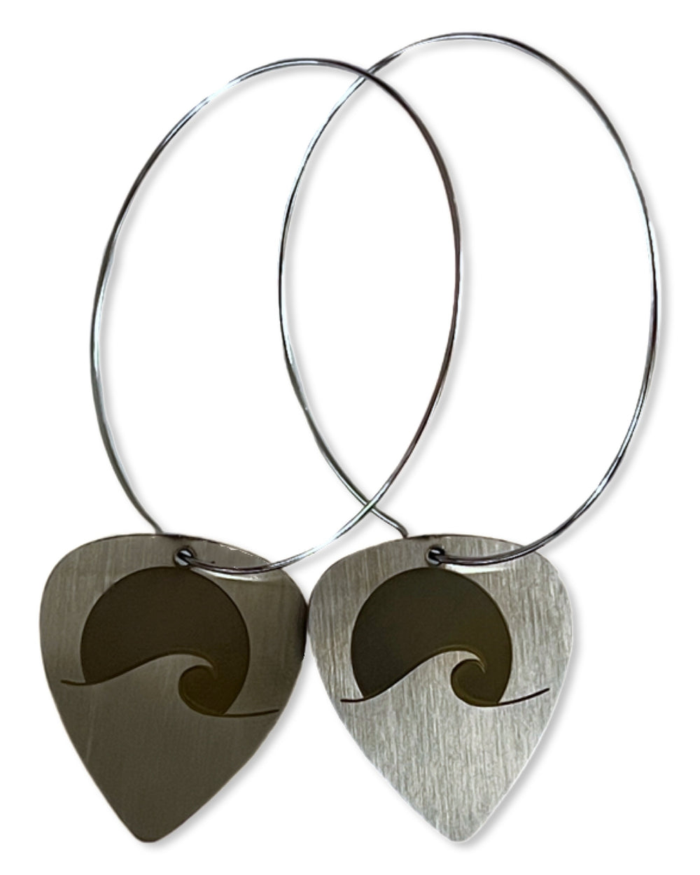 WS Beach Wave Steel Single Guitar Pick Earrings