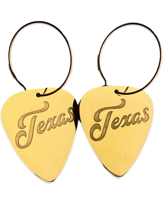 Texas Gold Reversible Single Guitar Pick Earrings