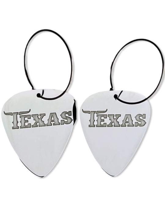 Texas Stainless Steel Reversible Single Guitar Pick Earrings