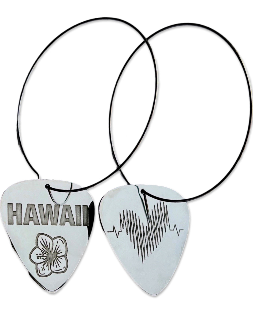 Hawaii Stainless Steel Reversible Single Guitar Pick Earrings