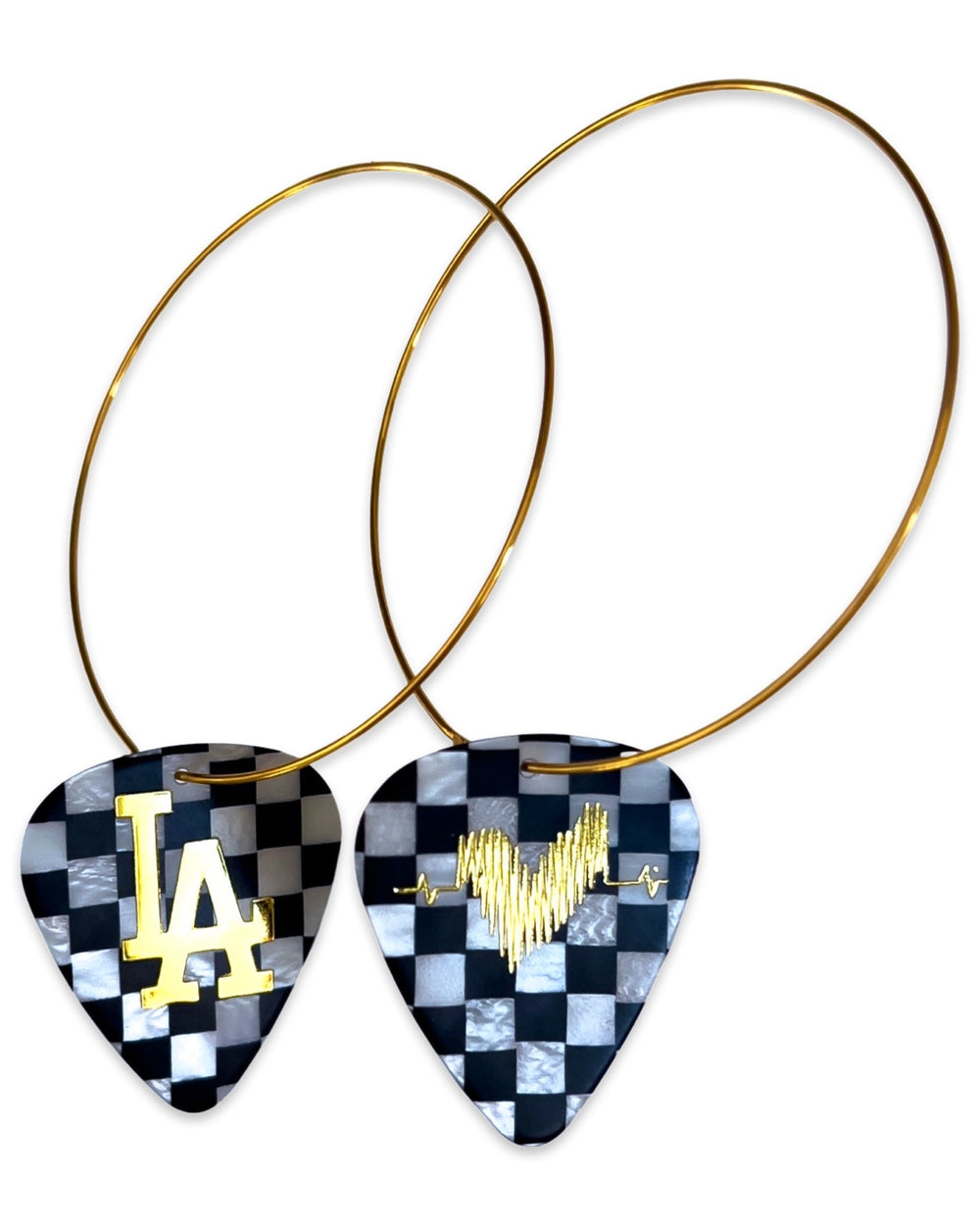 WS LA Checkerboard Single Guitar Pick Earrings