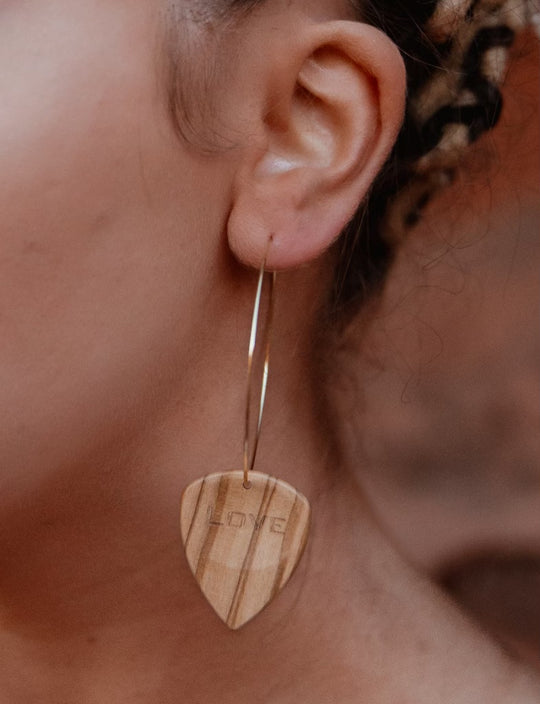 Groupie Love Maple Wood Single Guitar Pick Earrings