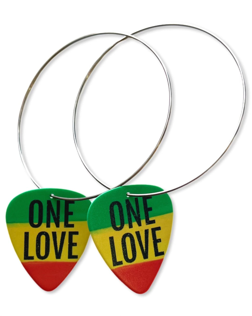 WS One Love Rasta Single Guitar Pick Earrings
