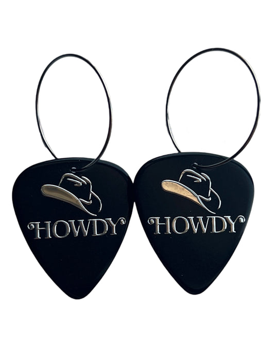 Howdy Black Reversible Single Guitar Pick Earrings