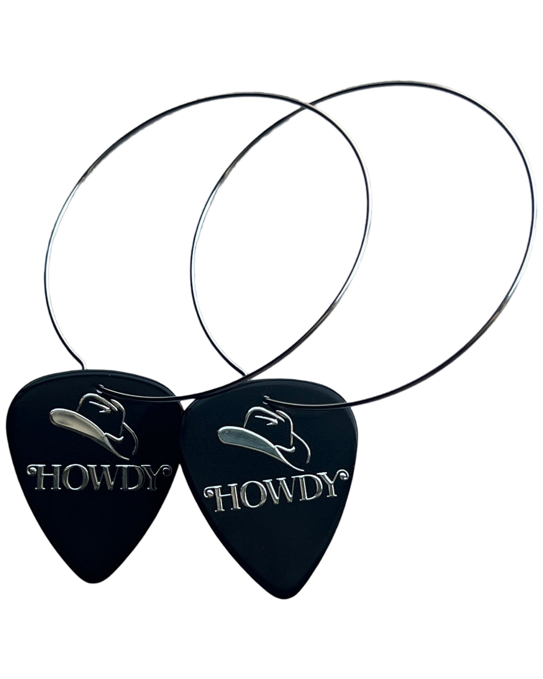 Howdy Black Reversible Single Guitar Pick Earrings