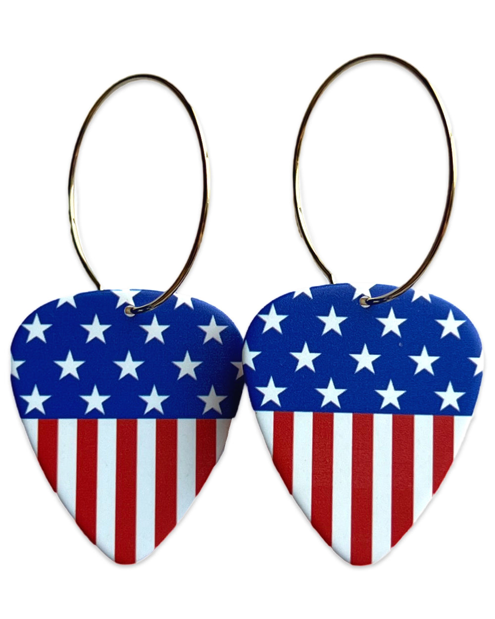 WS American Flag Reversible Single Guitar Pick Earrings