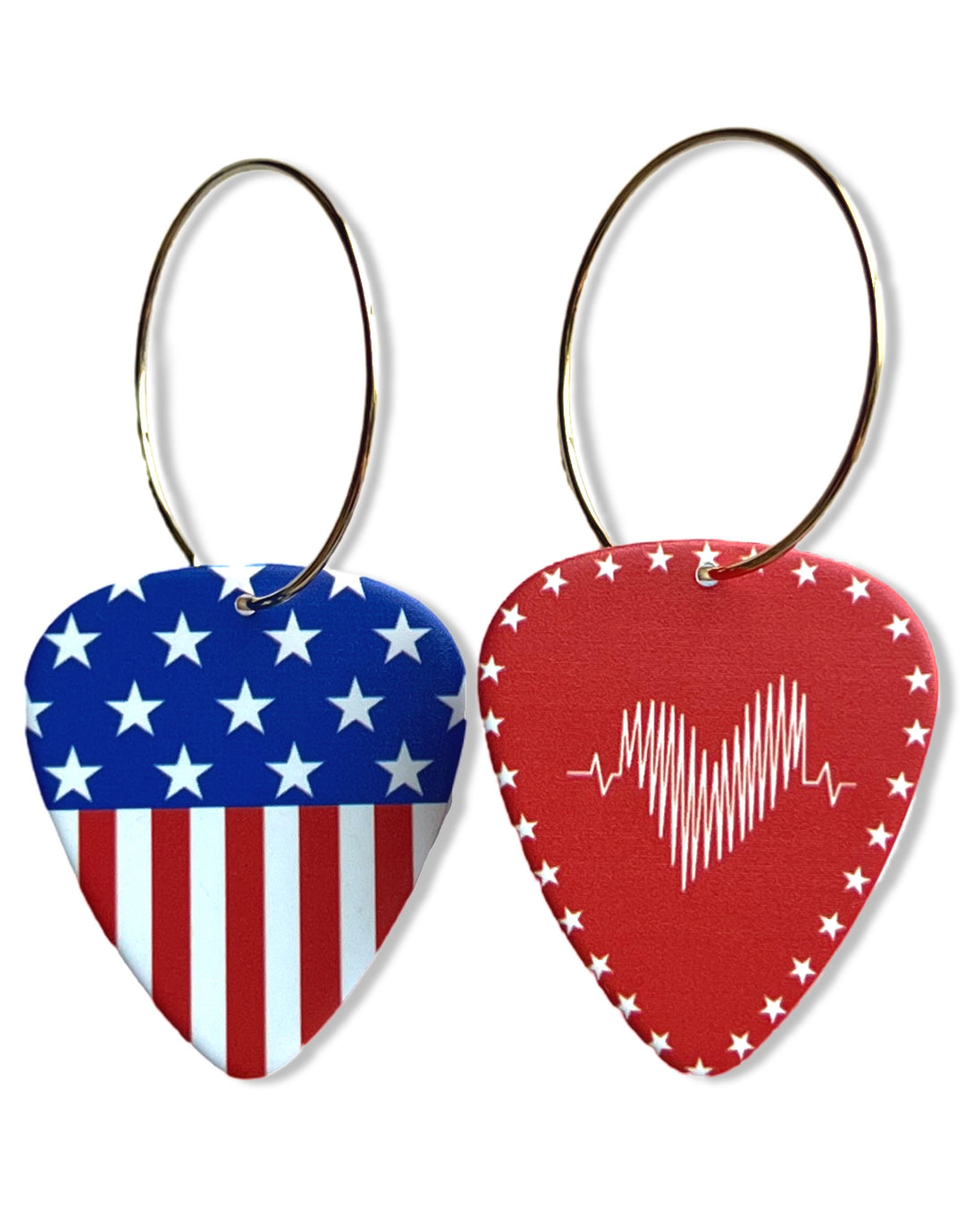 American Flag Single Guitar Pick Earrings