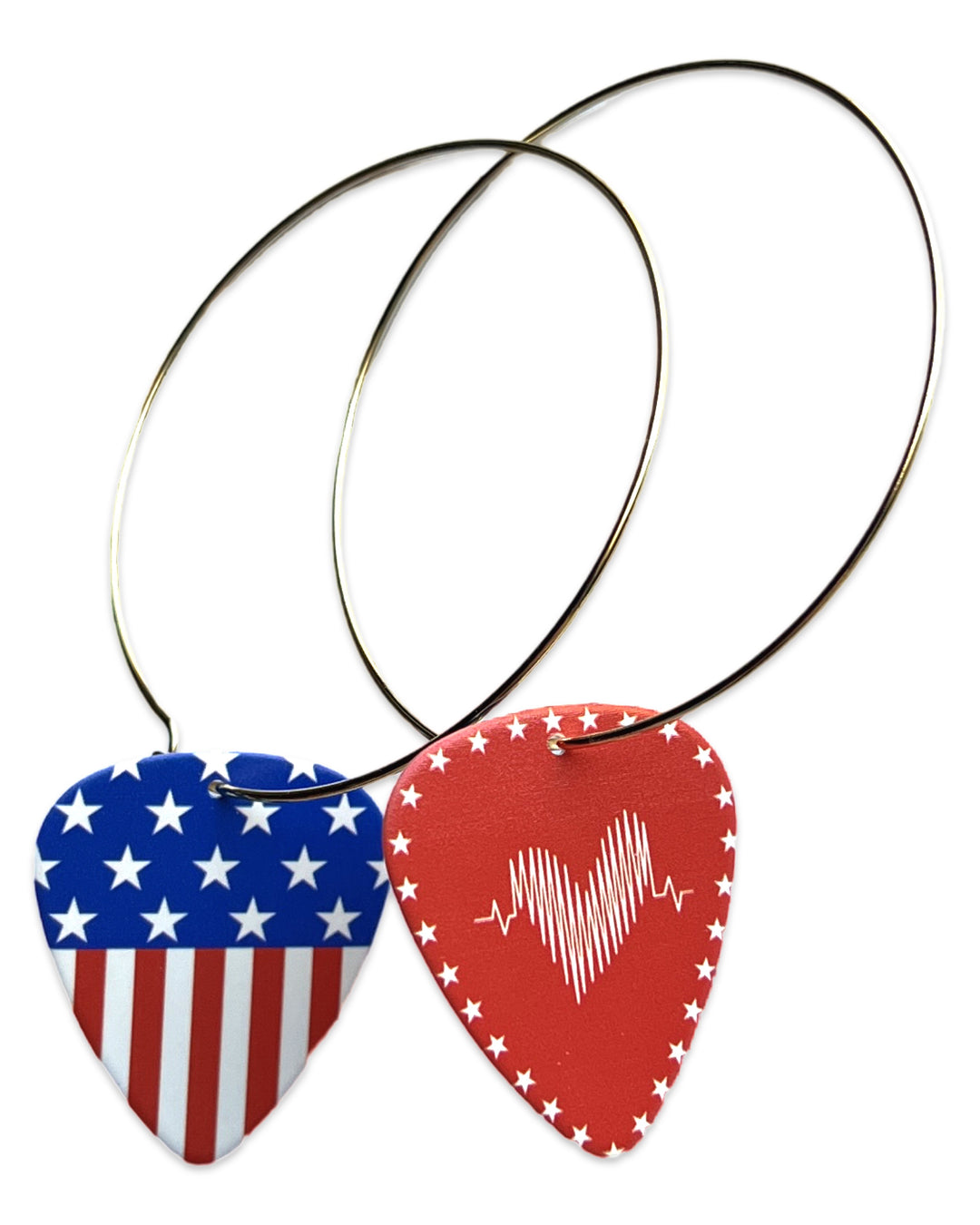 American Flag Single Guitar Pick Earrings