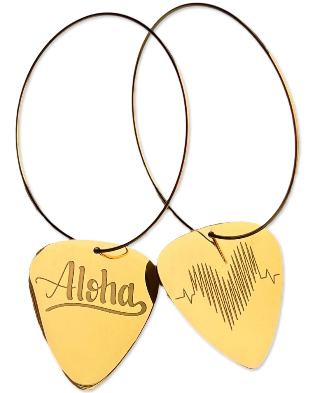 Aloha Gold Reversible Single Guitar Pick Earrings