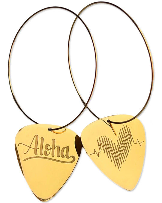 Aloha Gold Reversible Single Guitar Pick Earrings