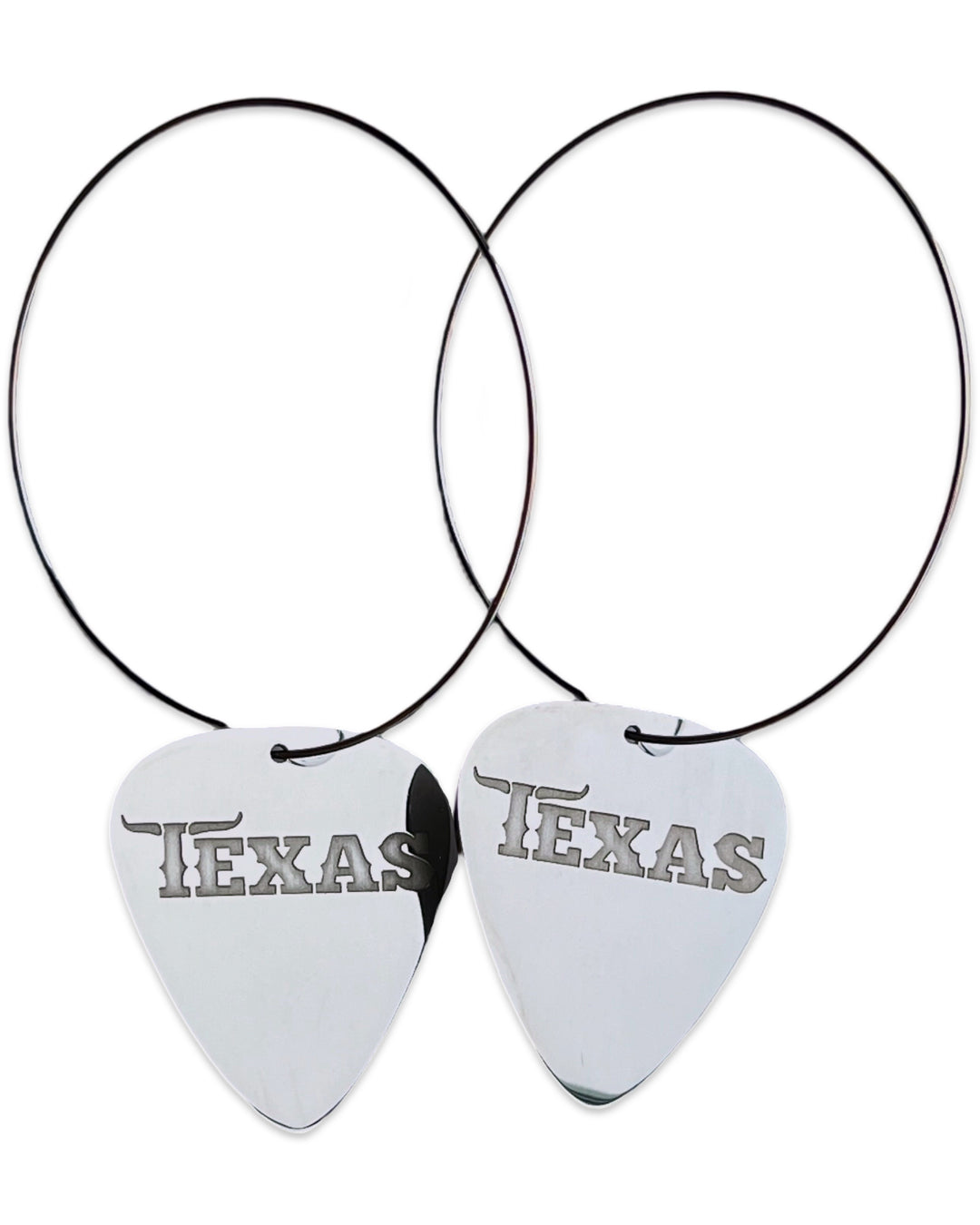 Texas Stainless Steel Reversible Single Guitar Pick Earrings