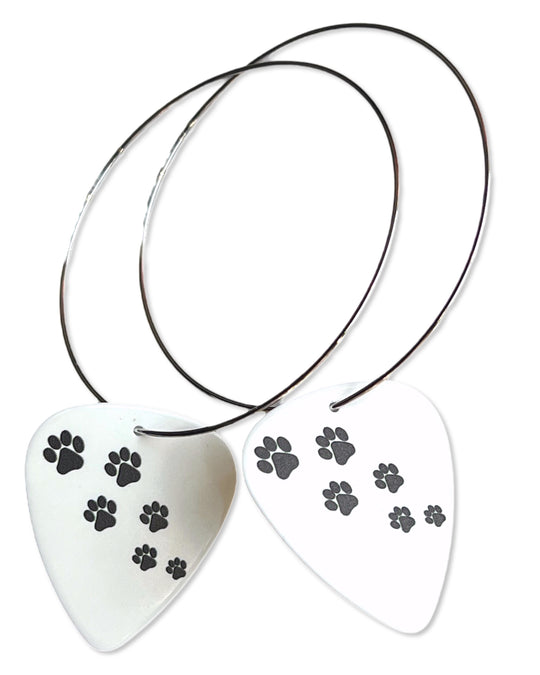 Paw Print Groupie Love Single Guitar Pick Earrings