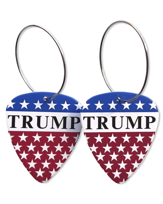 Trump Flag Stars Single Guitar Pick Earrings