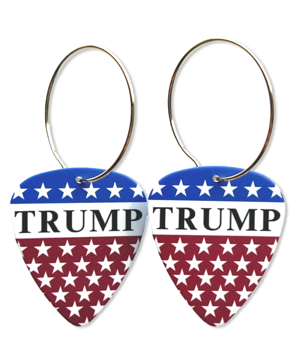 Trump Flag Stars Single Guitar Pick Earrings