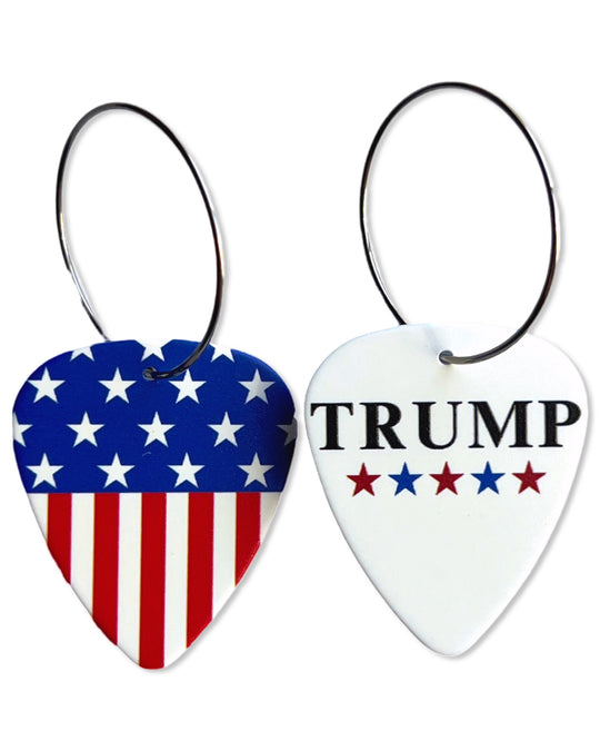 Trump & Flag Mix Match Single Guitar Pick Earrings