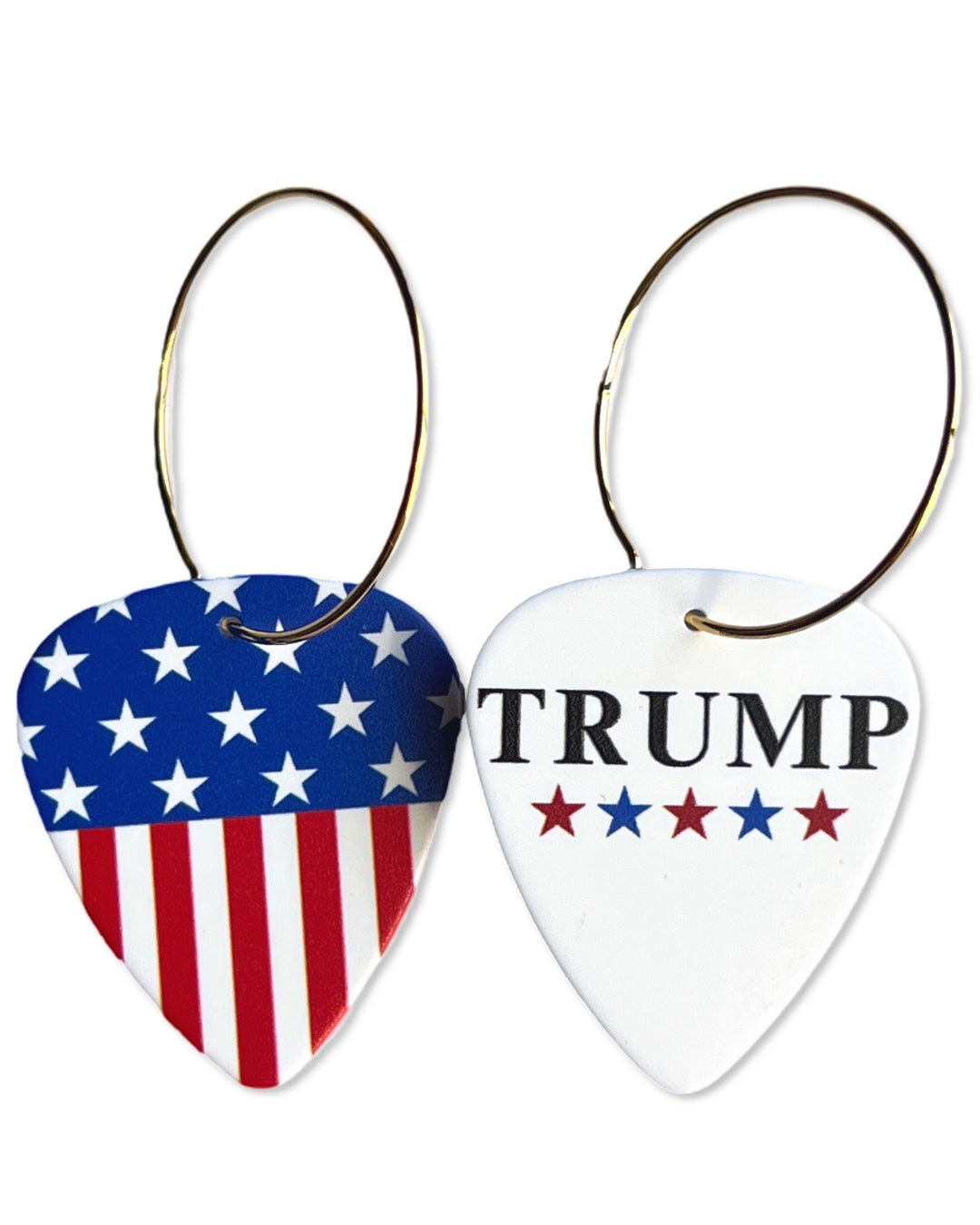 Trump & Flag Mix Match Single Guitar Pick Earrings