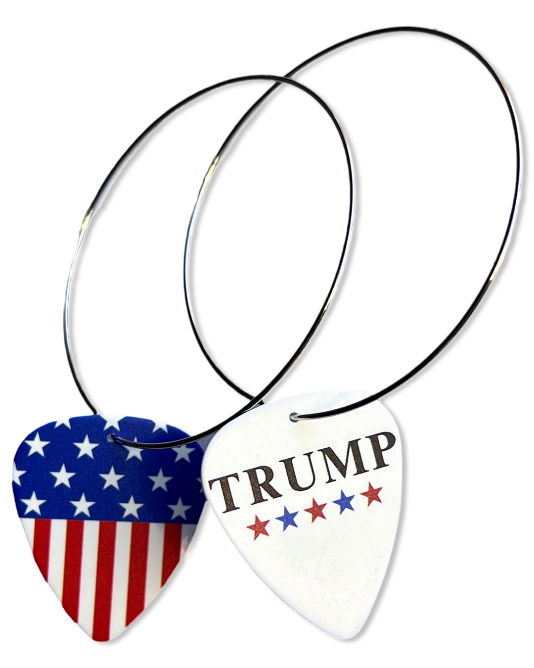 Trump & Flag Mix Match Single Guitar Pick Earrings