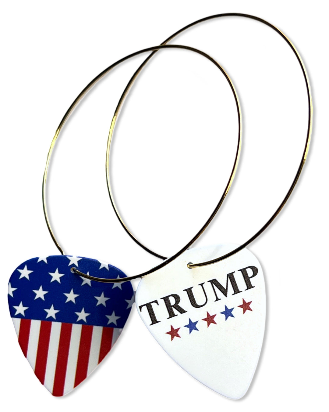 Trump & Flag Mix Match Single Guitar Pick Earrings