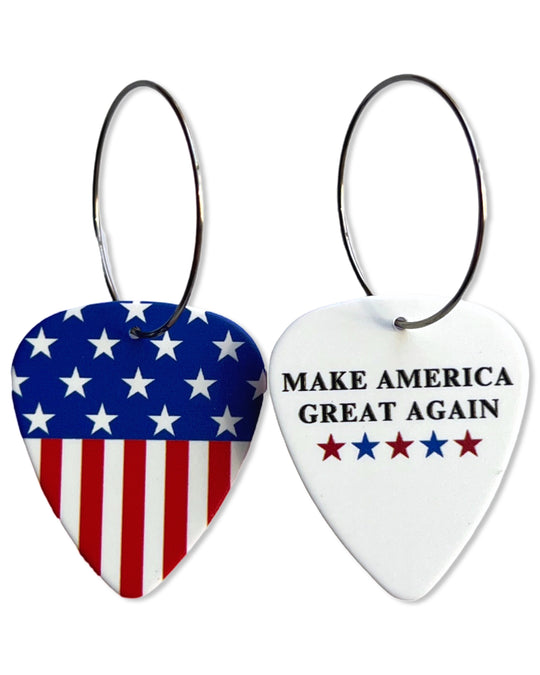 MAGA & Flag Mix Match Single Guitar Pick Earrings