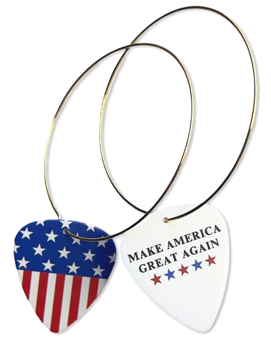 MAGA & Flag Mix Match Single Guitar Pick Earrings