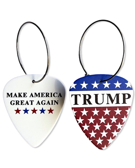 Trump Flag Stars & MAGA Mix Match Single Guitar Pick Earrings