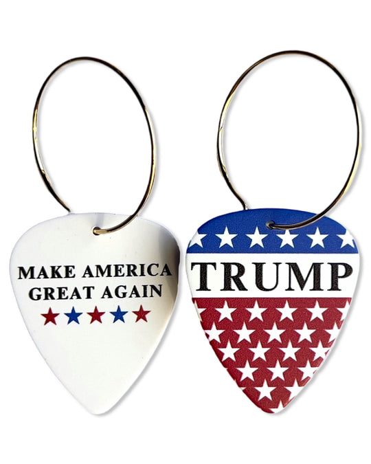 Trump Flag Stars & MAGA Mix Match Single Guitar Pick Earrings