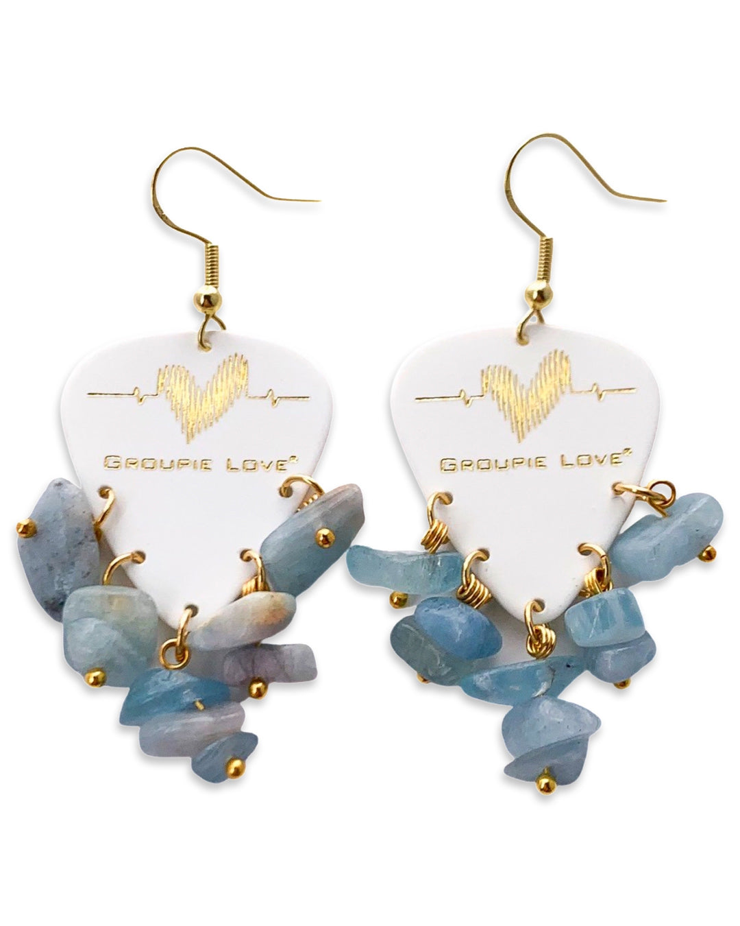 Groupie Love White Gold Aquamarine Chip Earrings