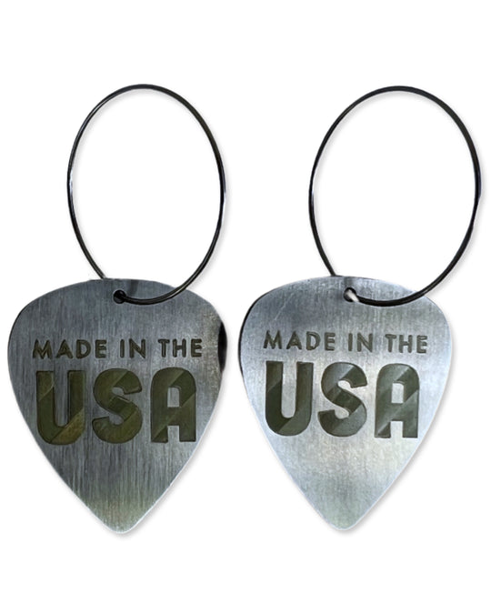Made in the USA Steel Single Guitar Pick Earrings