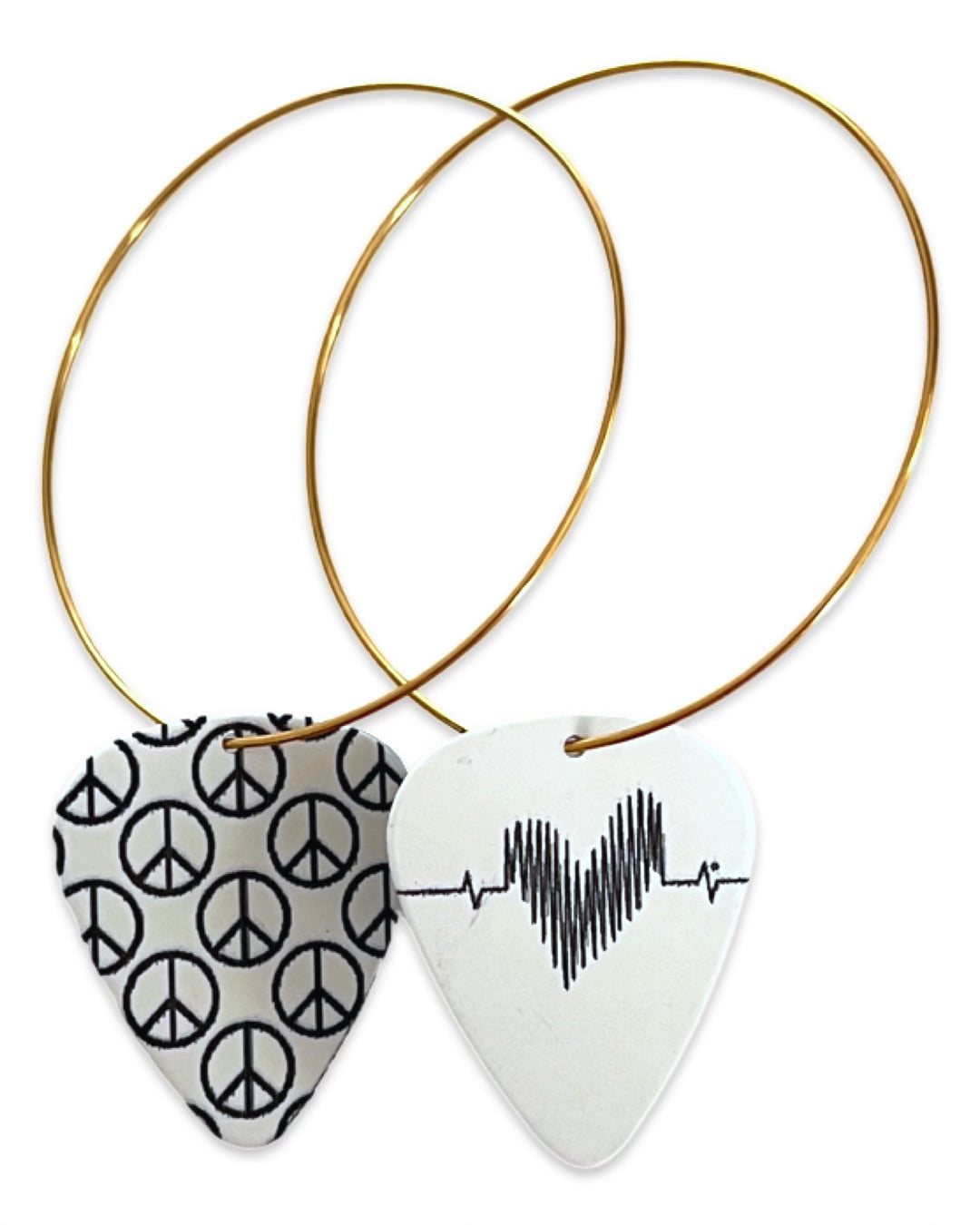 Peace Signs Reversible Single Guitar Pick Earrings