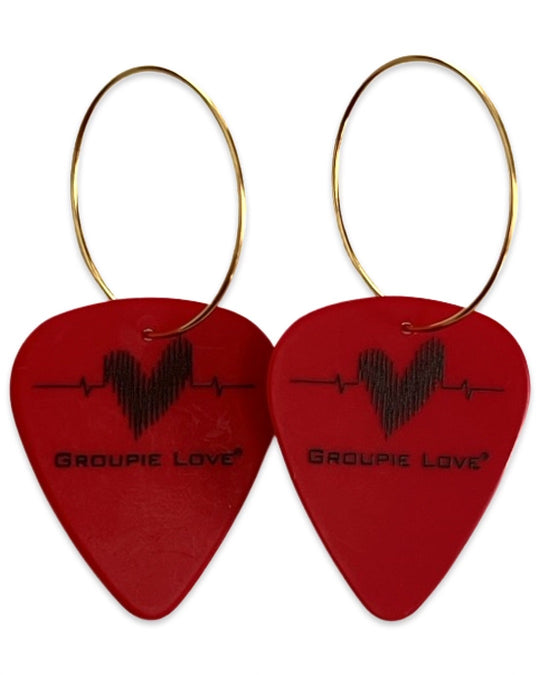 Groupie Love Red Single Guitar Pick Earrings
