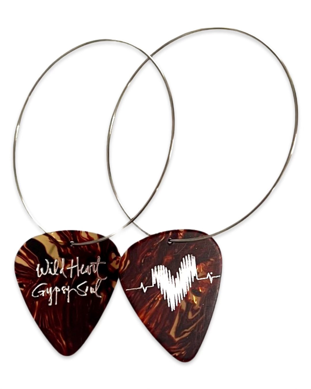 WS Wild Heart Gypsy Soul Tortoise Reversible Single Guitar Pick Earrings