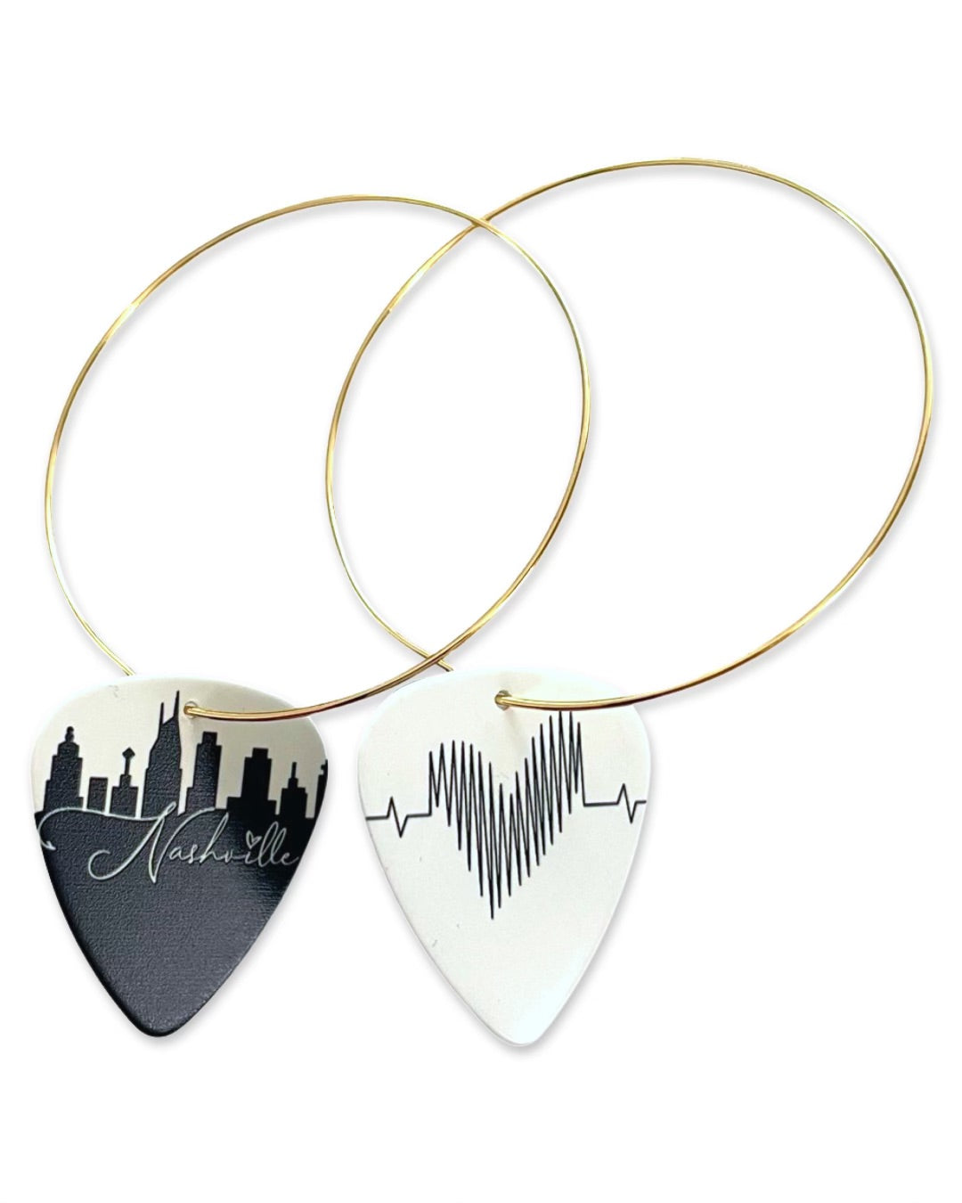 Nashville Skyline Black/White Single Guitar Pick Earrings
