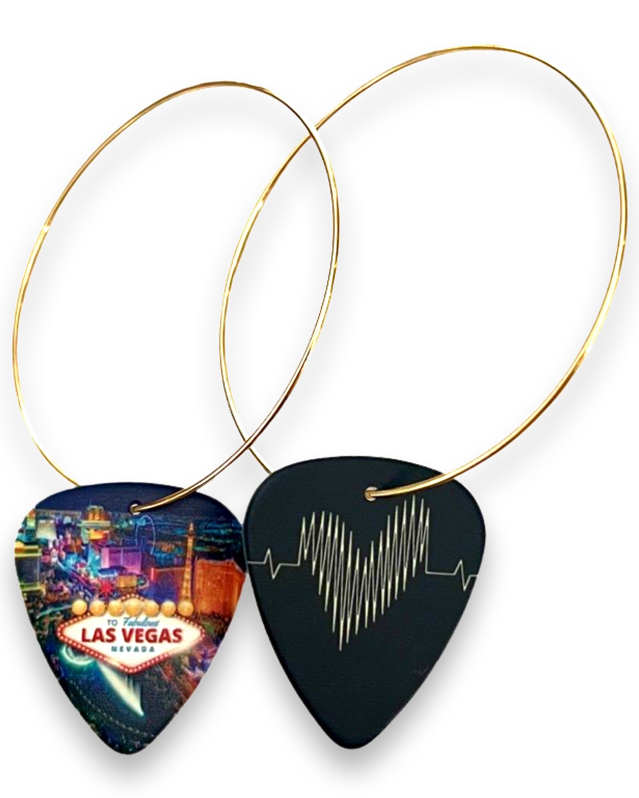 Las Vegas Colorful City Reversible Single Guitar Pick Earrings