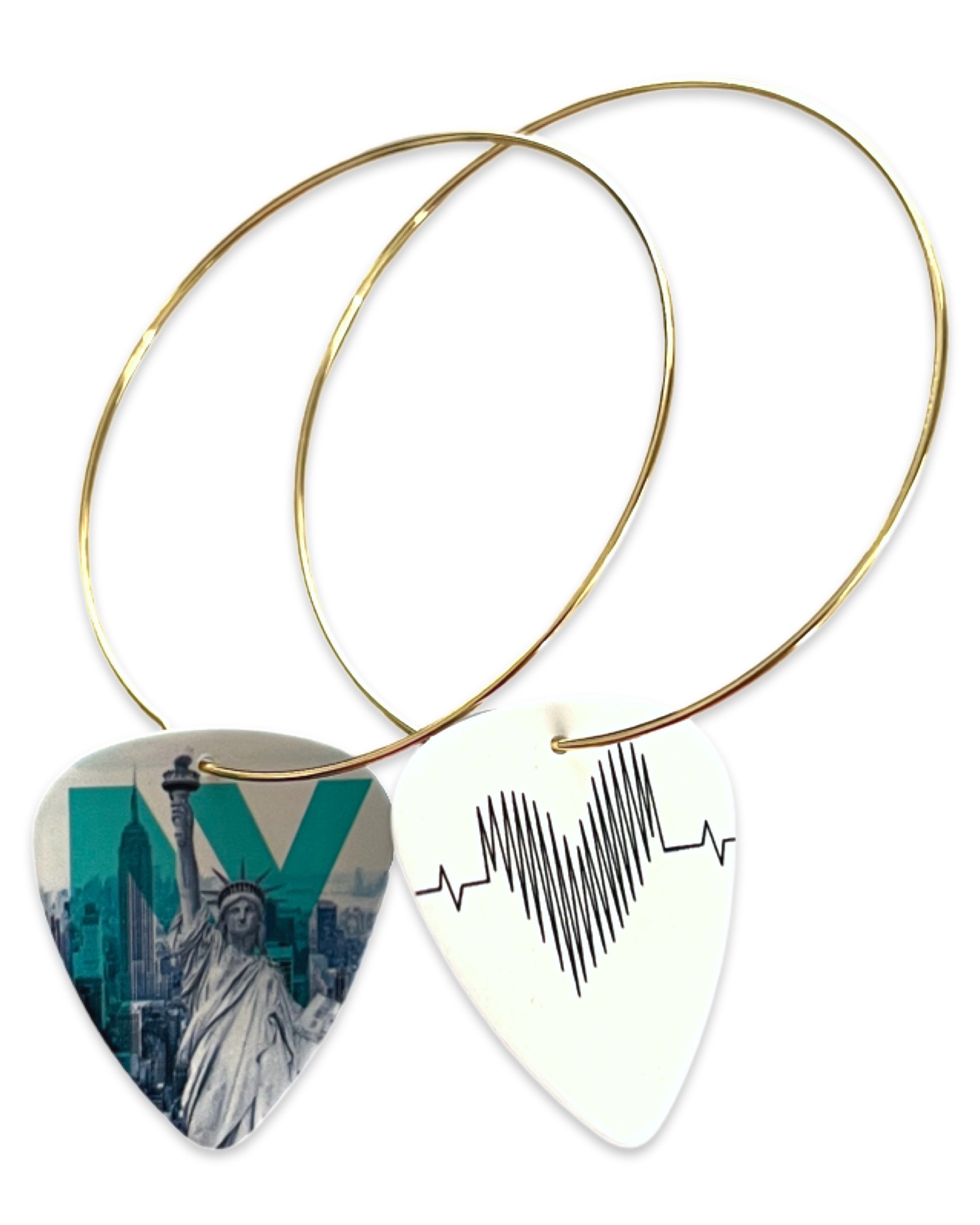 New York NY Statue of Liberty Reversible Single Guitar Pick Earrings