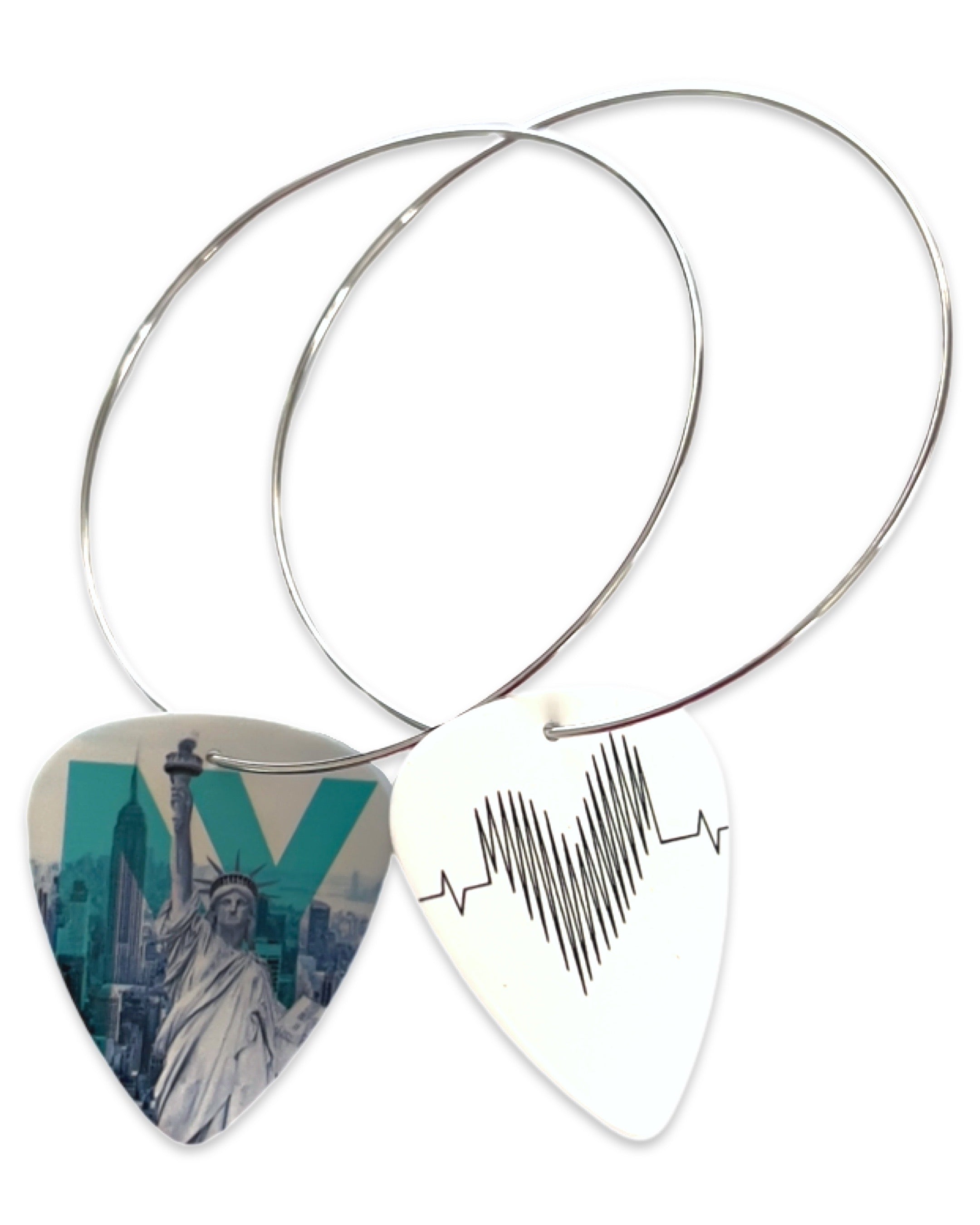 New York NY Statue of Liberty Reversible Single Guitar Pick Earrings