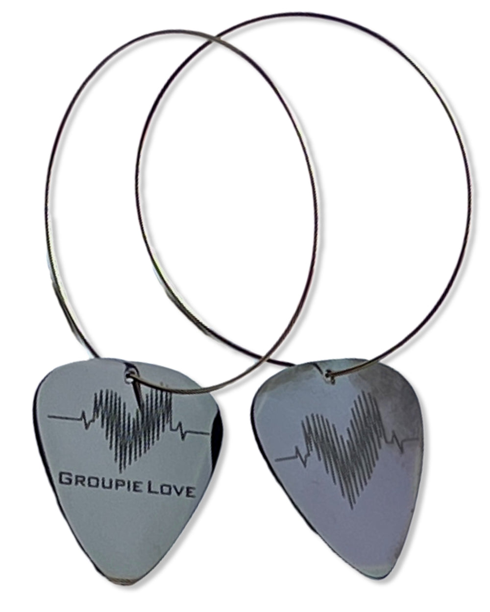 Groupie Love Black Stainless Steel Reversible Single Guitar Pick Earrings