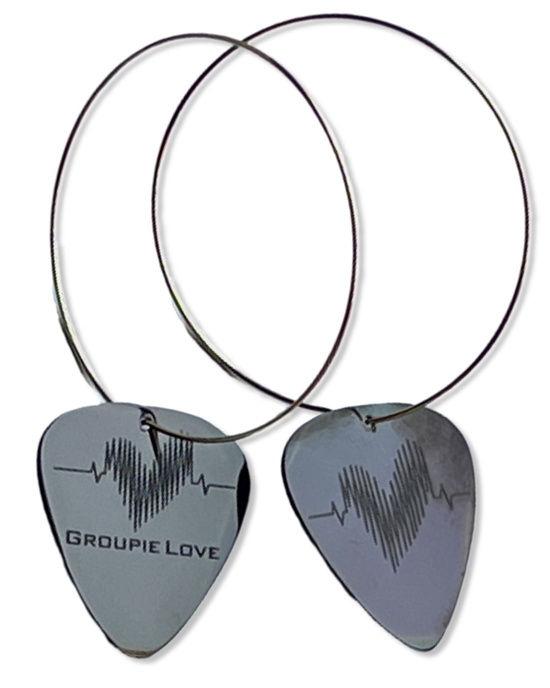 Groupie Love Black Stainless Steel Reversible Single Guitar Pick Earrings