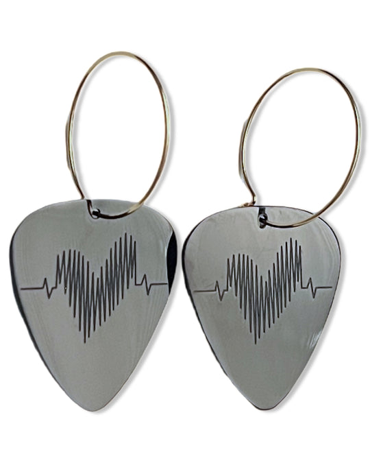 Groupie Love Black Stainless Steel Reversible Single Guitar Pick Earrings