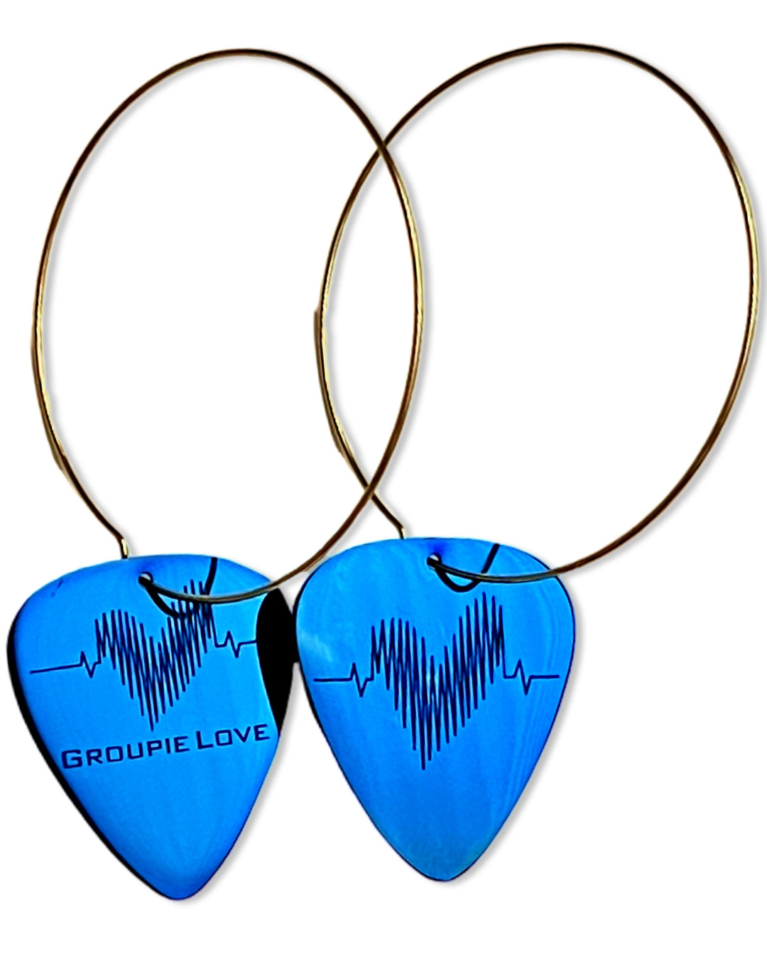 Groupie Love Blue Stainless Steel Reversible Single Guitar Pick Earrings