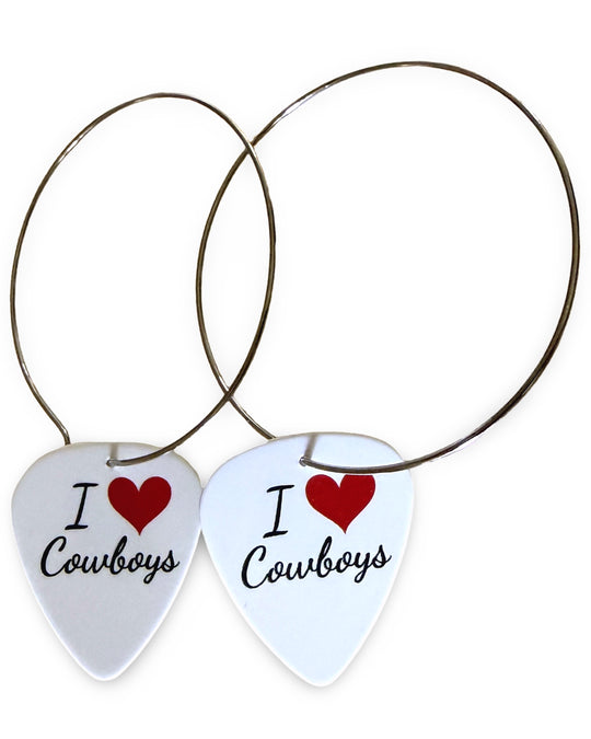 I Love Cowboys Reversible Guitar Pick Earrings