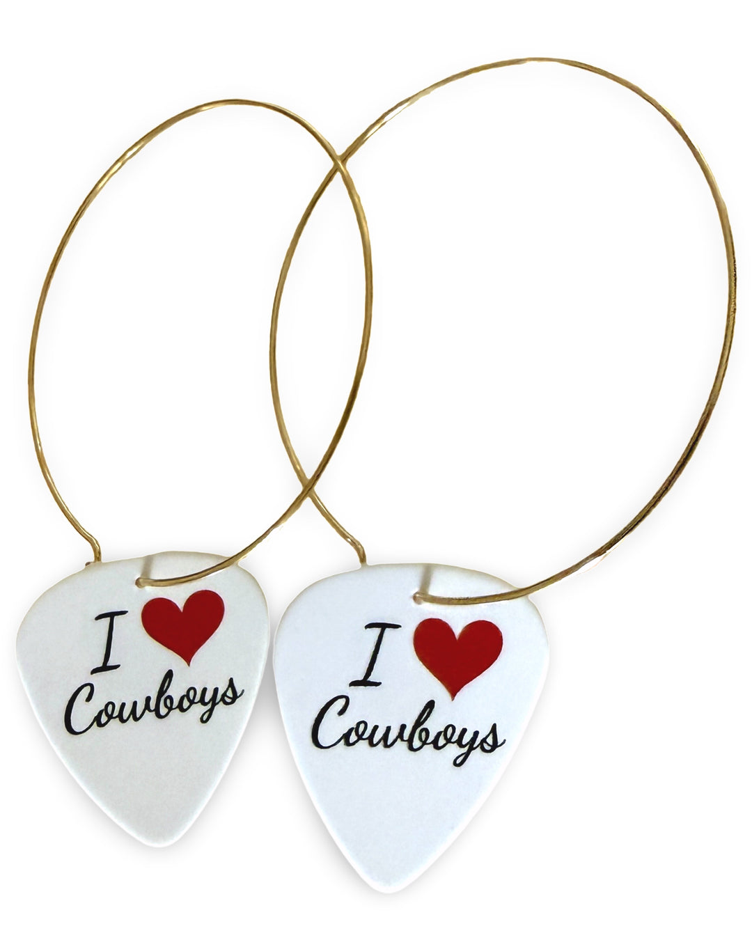 I Love Cowboys Reversible Guitar Pick Earrings