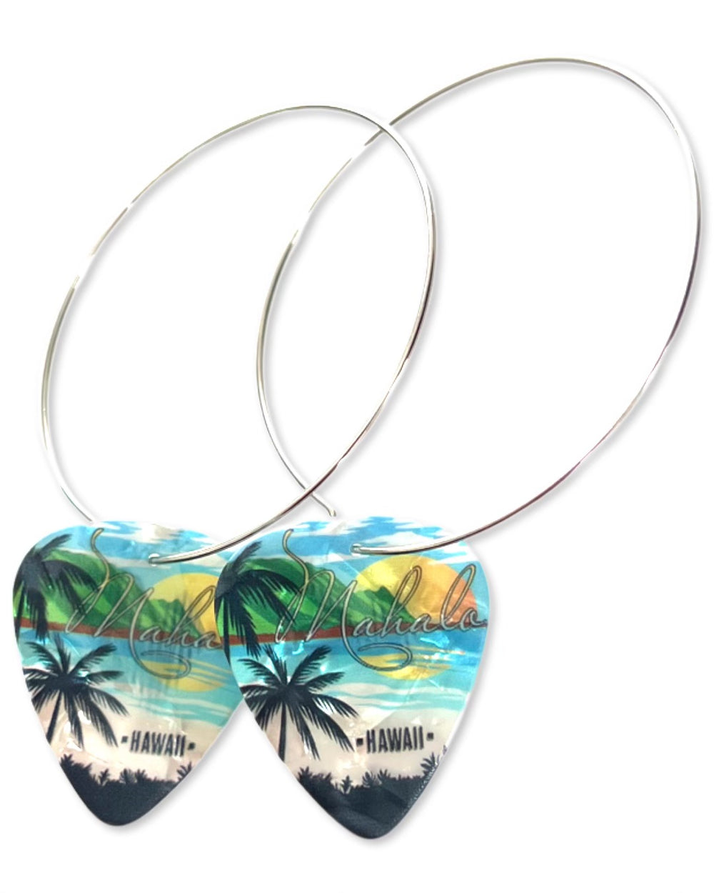 Mahalo Hawaii Beach Single Guitar Pick Earrings