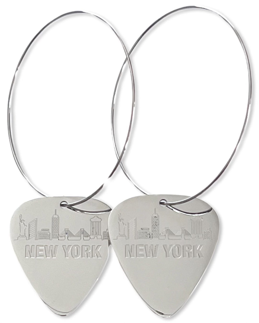 WS New York Skyline Steel Reversible Single Guitar Pick Earrings