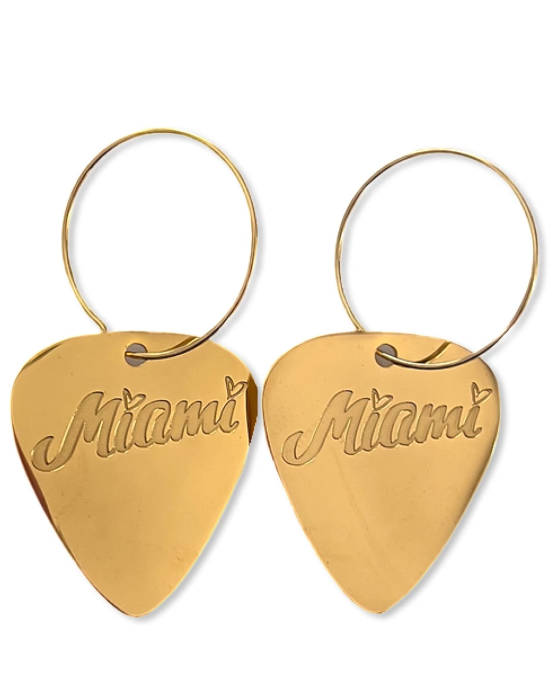 Miami Gold Reversible Single Guitar Pick Earrings