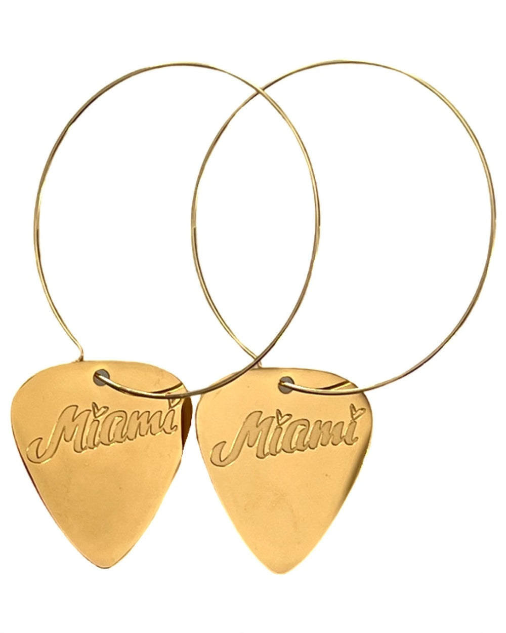 Miami Gold Reversible Single Guitar Pick Earrings