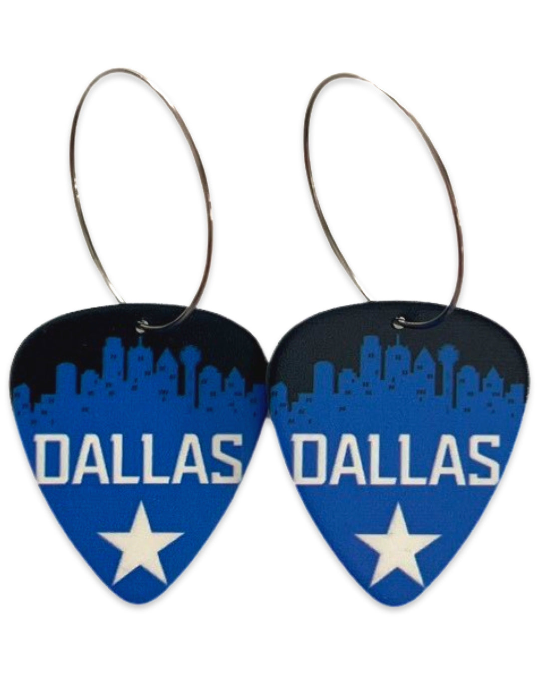 Dallas Texas Blue Skyline Reversible Single Guitar Pick Earrings