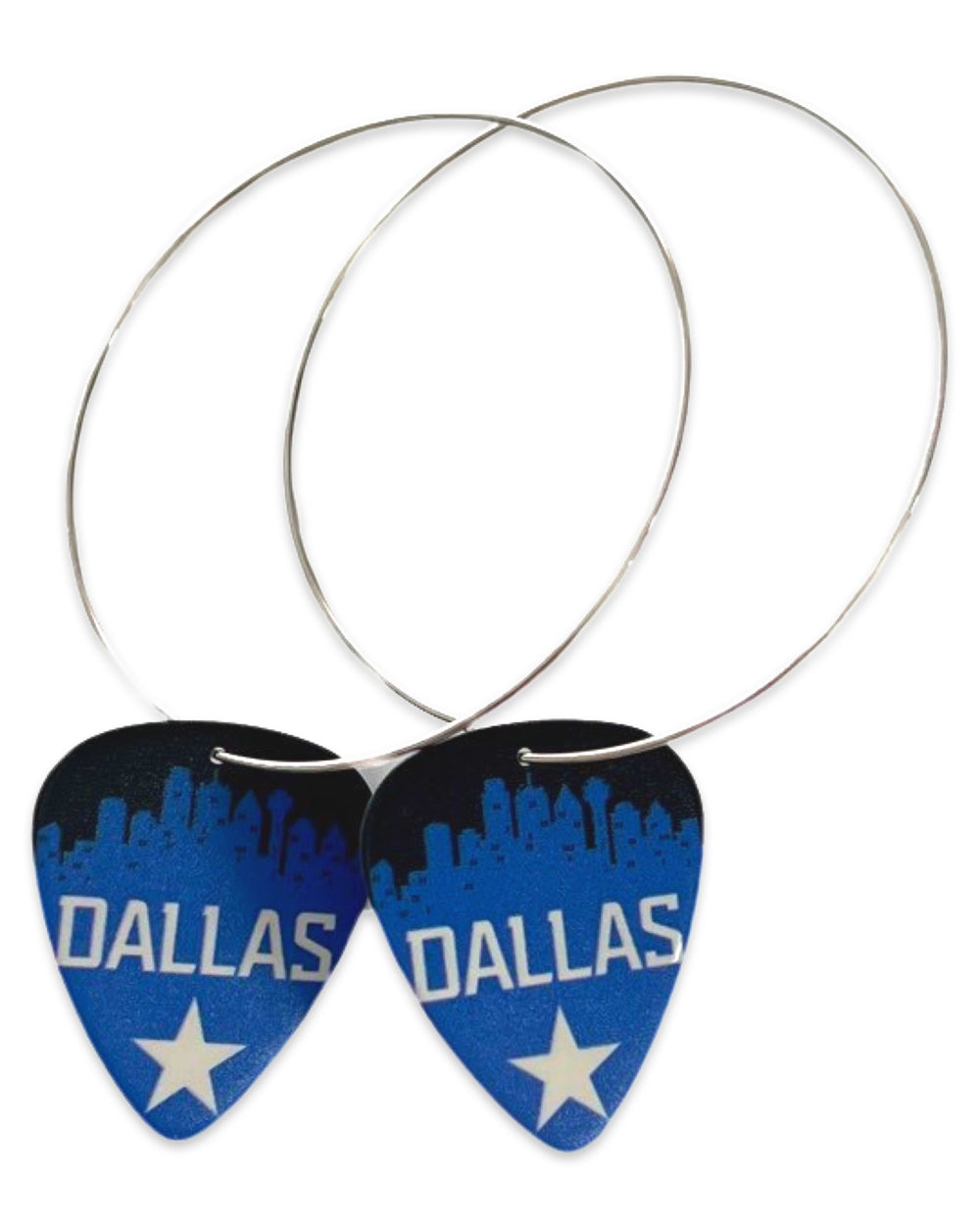 WS Dallas Texas Blue Skyline Reversible Single Guitar Pick Earrings