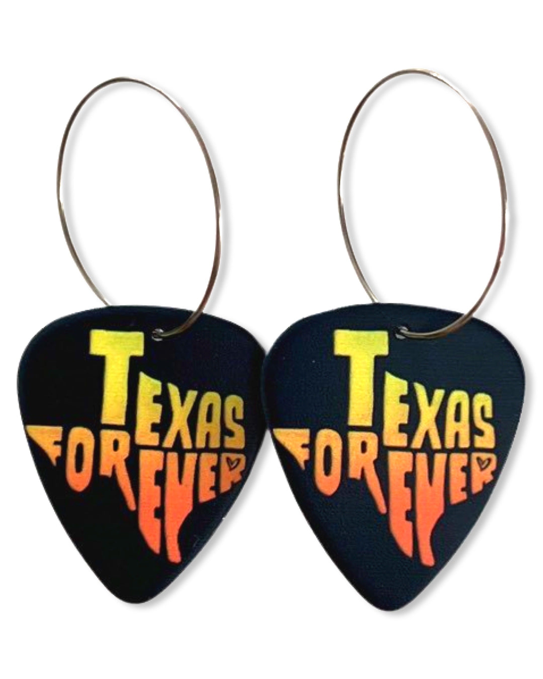 Texas Forever Orange Reversible Single Guitar Pick Earrings